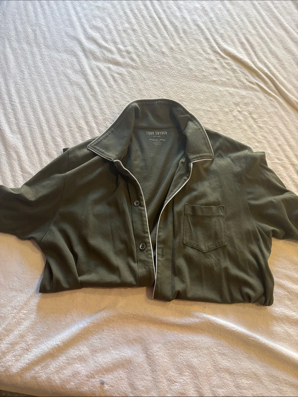 Todd Snyder Olive Green Crewneck Premium Jersey Sweater